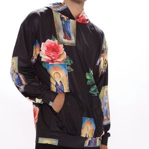 Fashion Nova Holy Saint and Flowers hoodie - L